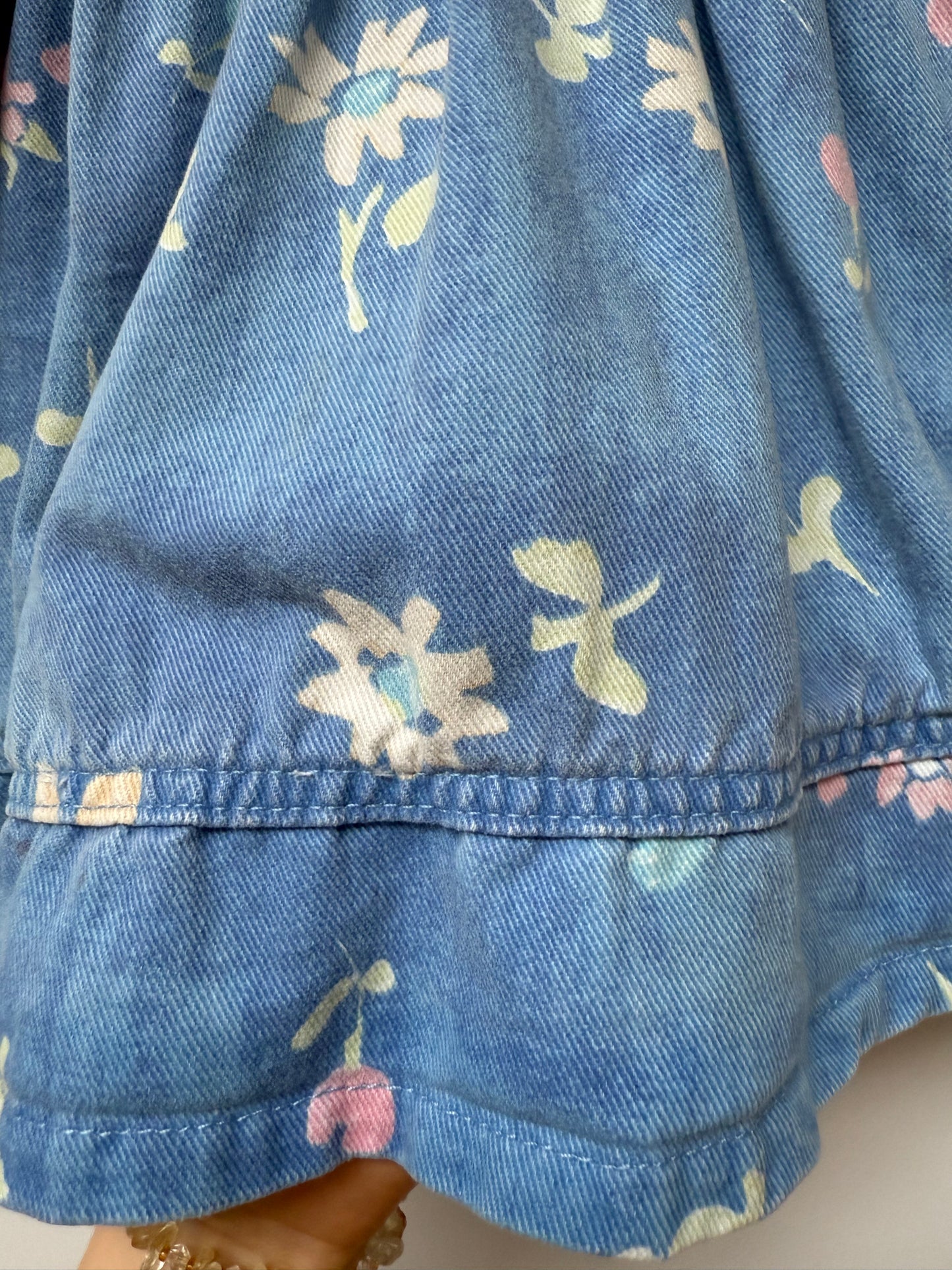 Vintage Lee Denim Floral Pinafore Dress (2-3Y) *see description
