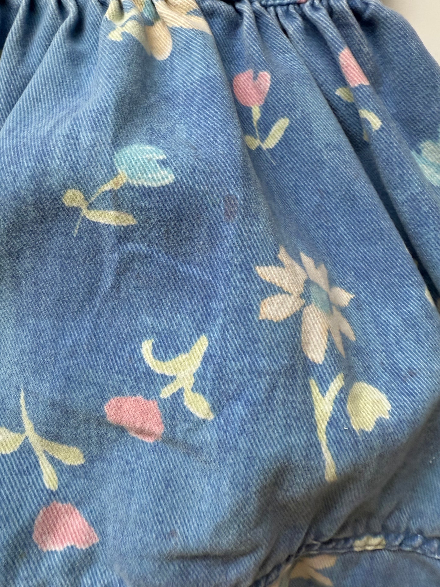 Vintage Lee Denim Floral Pinafore Dress (2-3Y) *see description