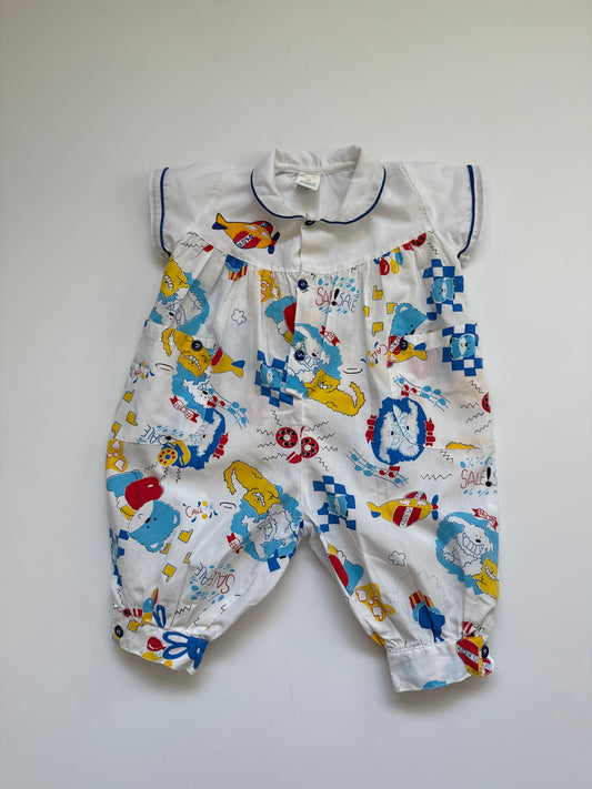 Vintage Graphic Print Bubble Romper (9-12M* see description)