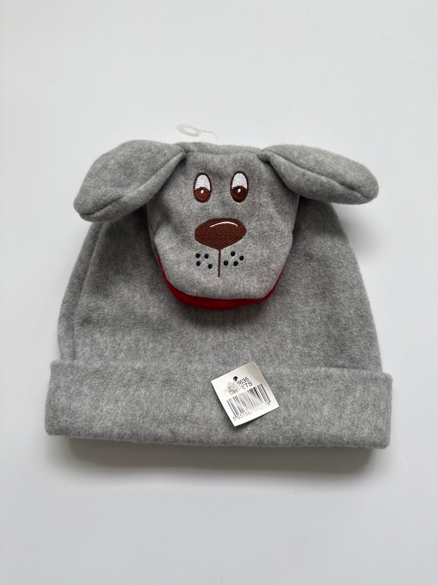 Grey Puppy Dog Fleece Puppet Hat (2-3Y)