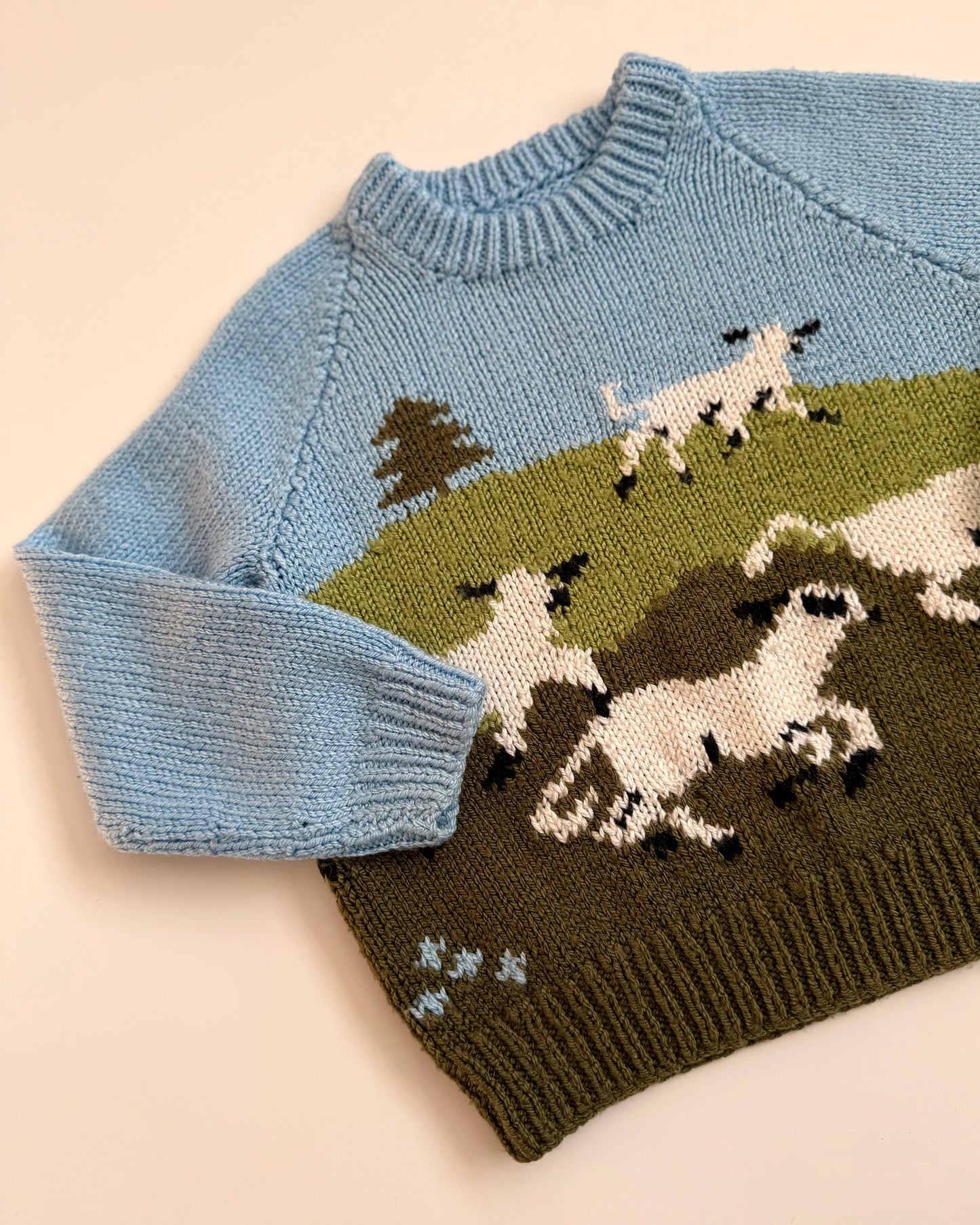 Hand Knitted Scenic Lamb Jumper 3–4 Years
