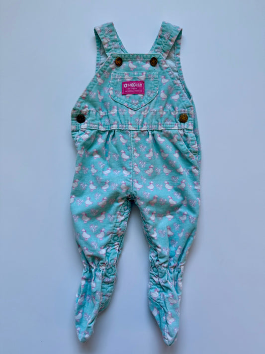 Vintage OshKosh B’Gosh mint green pastel cord duck dungarees (3-6M)