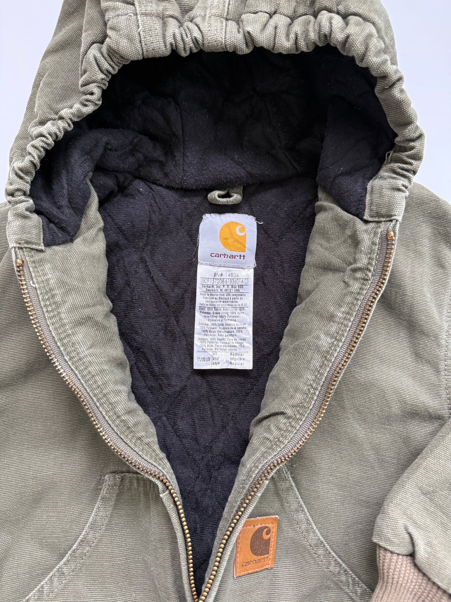 Vintage Carhartt Kids Active Jacket- Khaki Green Canvas (4Y)