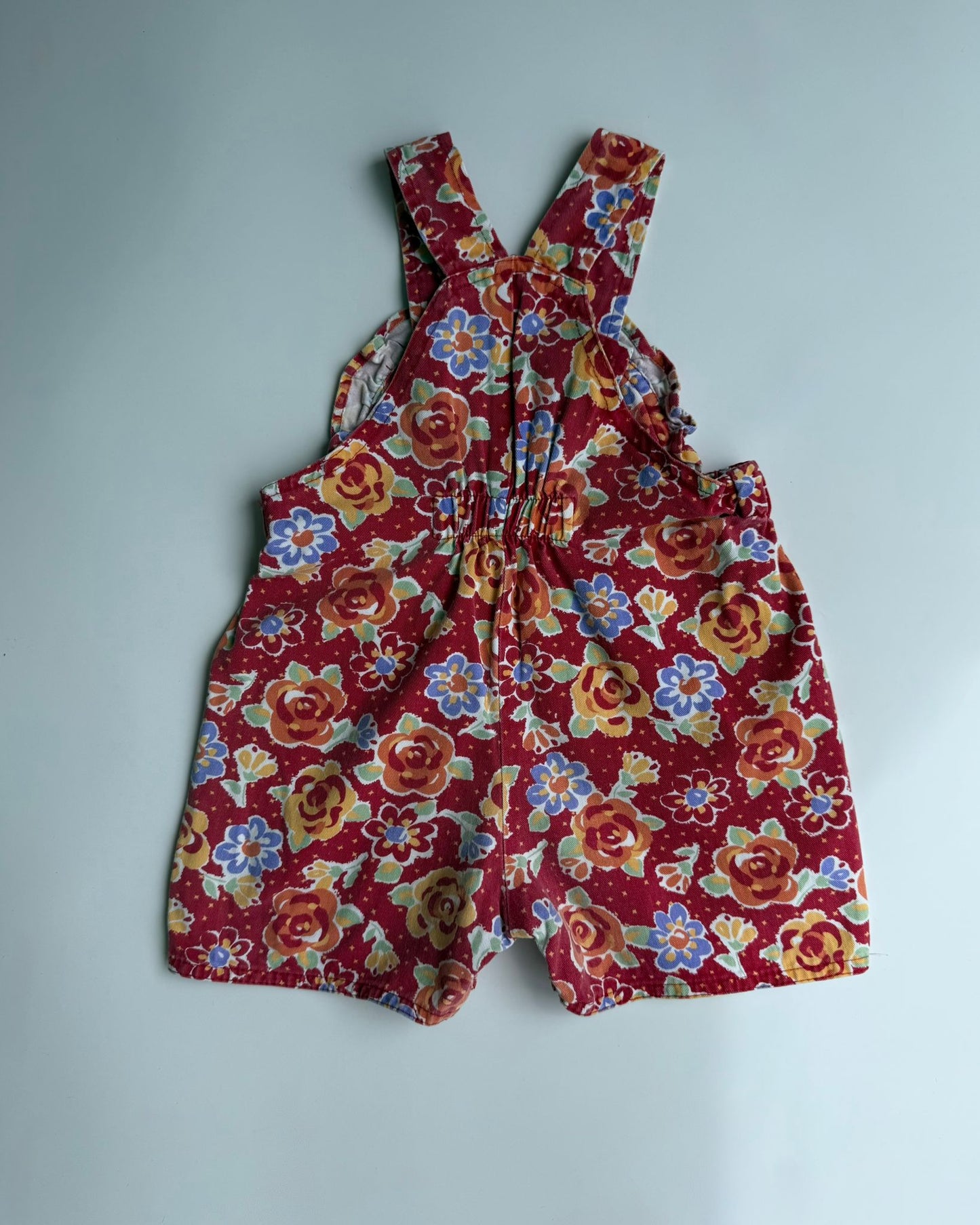 Vintage Adams Floral Short Dungarees 9-12M