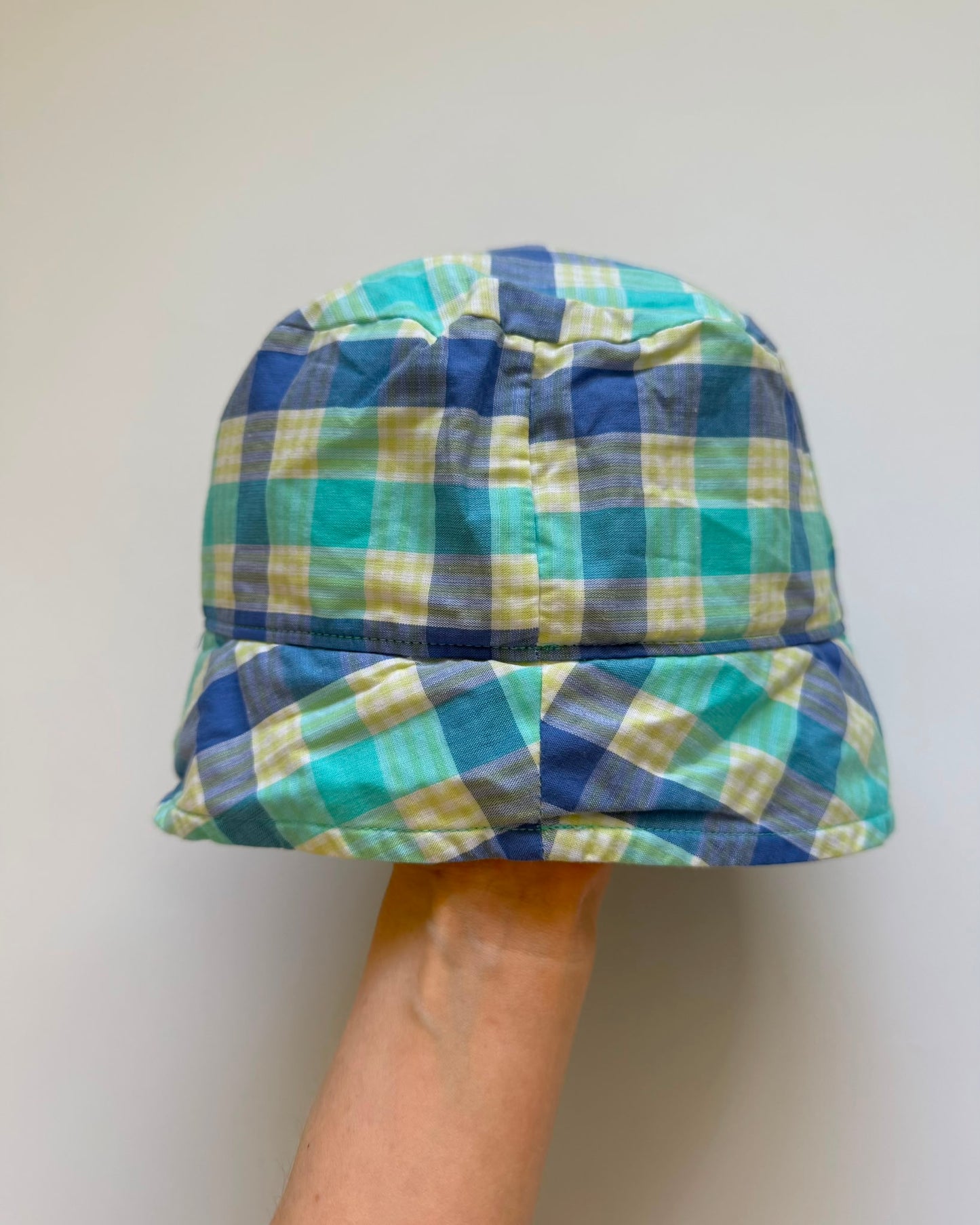 Vintage Gymboree Dress & matching Hat Blue Plaid Peter Pan Collar 4Y