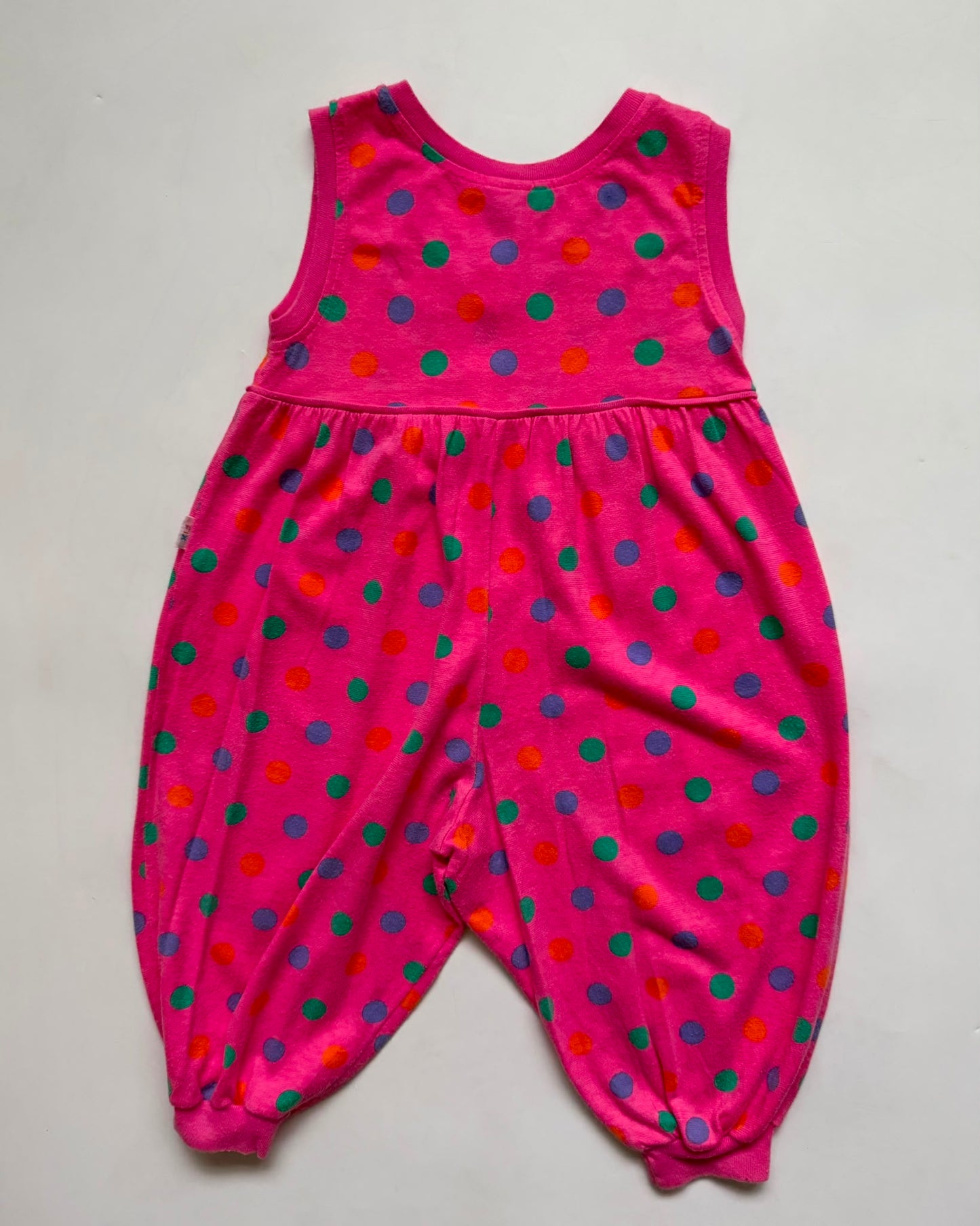 Vintage Fix Pink Polka Dot Romper Jumpsuit 11-20M 82 Cotton 90s