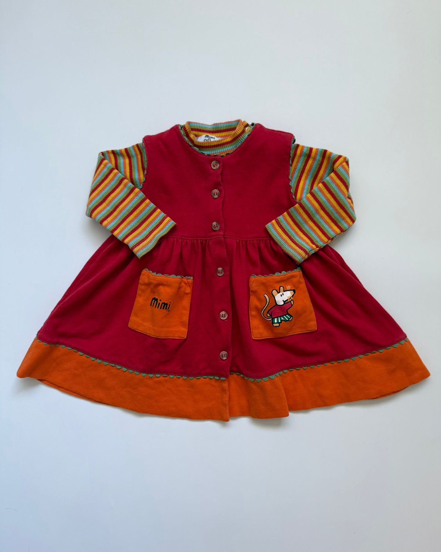 Vintage Mimi Mouse 3 Piece Outfit Set (12-18M)