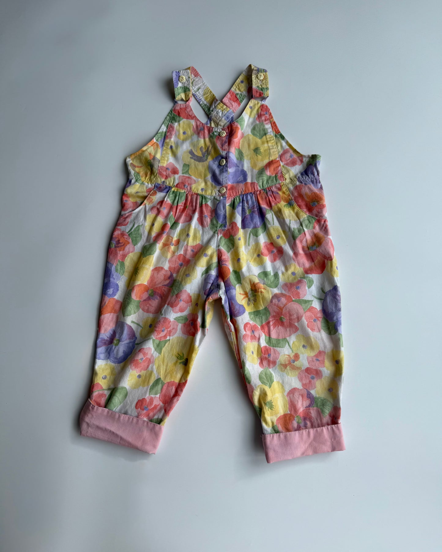 Vintage Floral Dungarees 6-12M