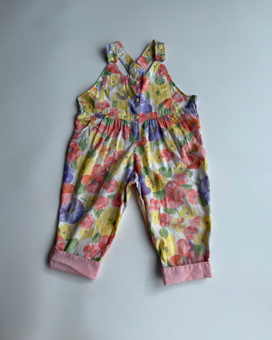 Vintage Floral Dungarees 6-12M
