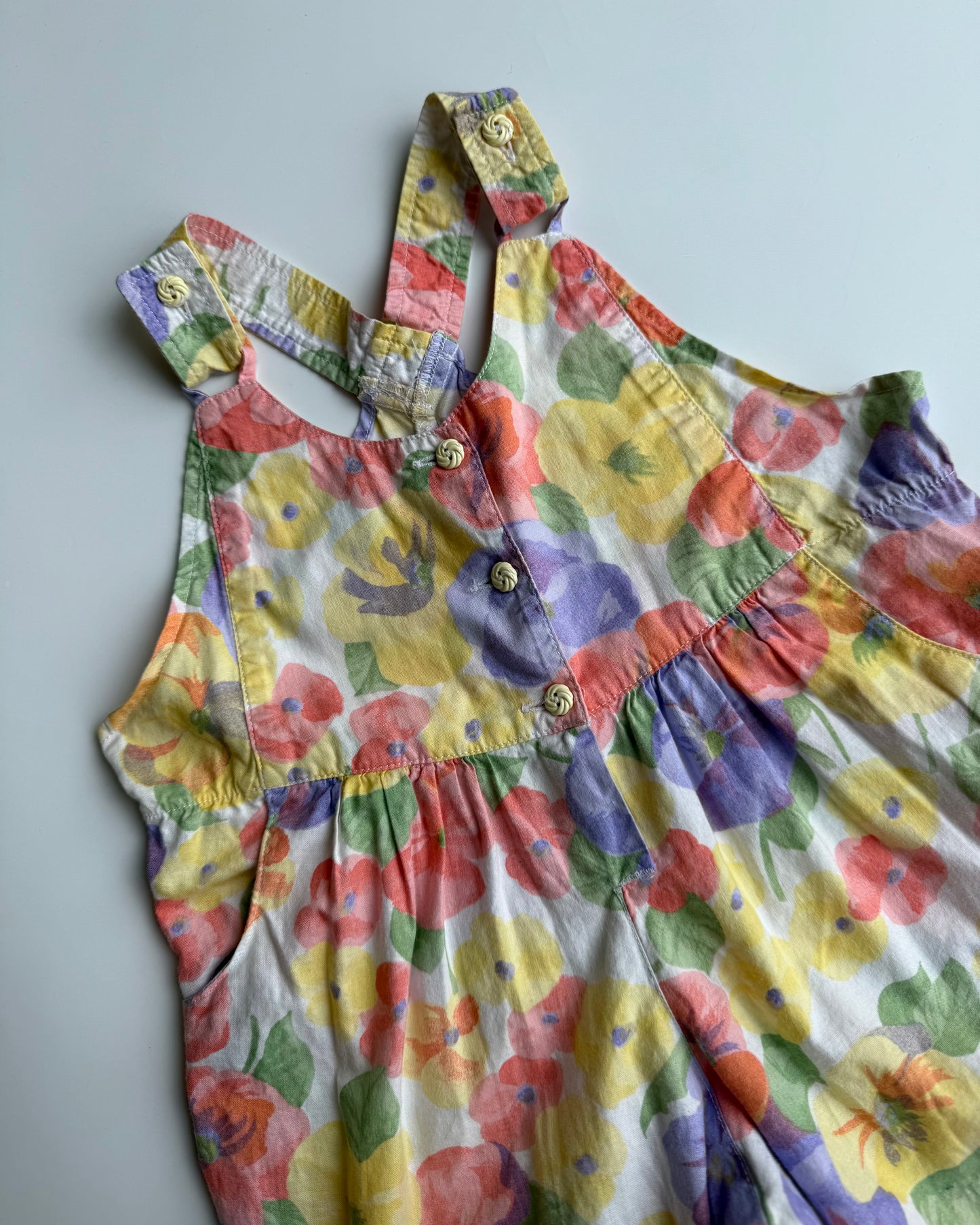 Vintage Floral Dungarees 6-12M