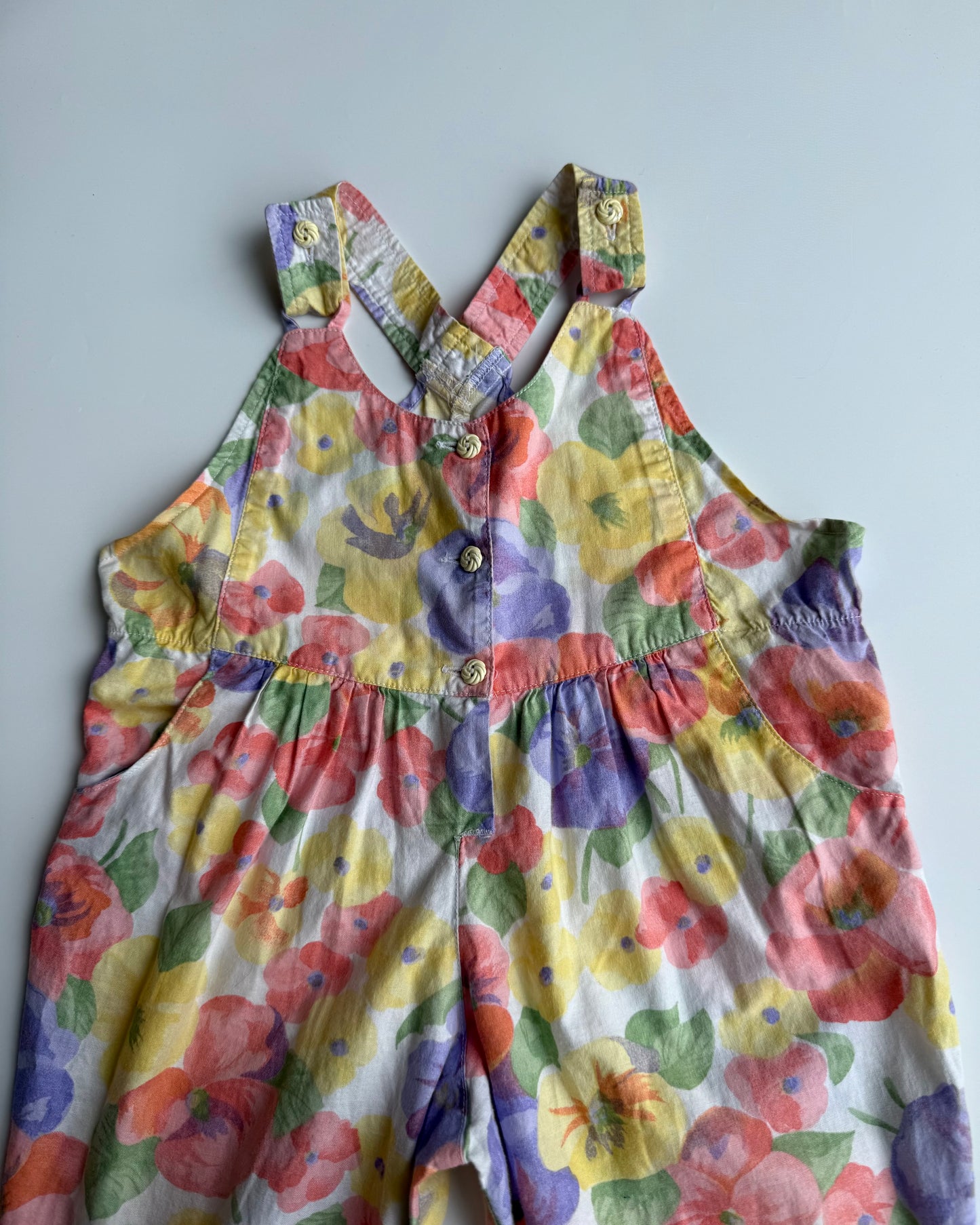 Vintage Floral Dungarees 6-12M