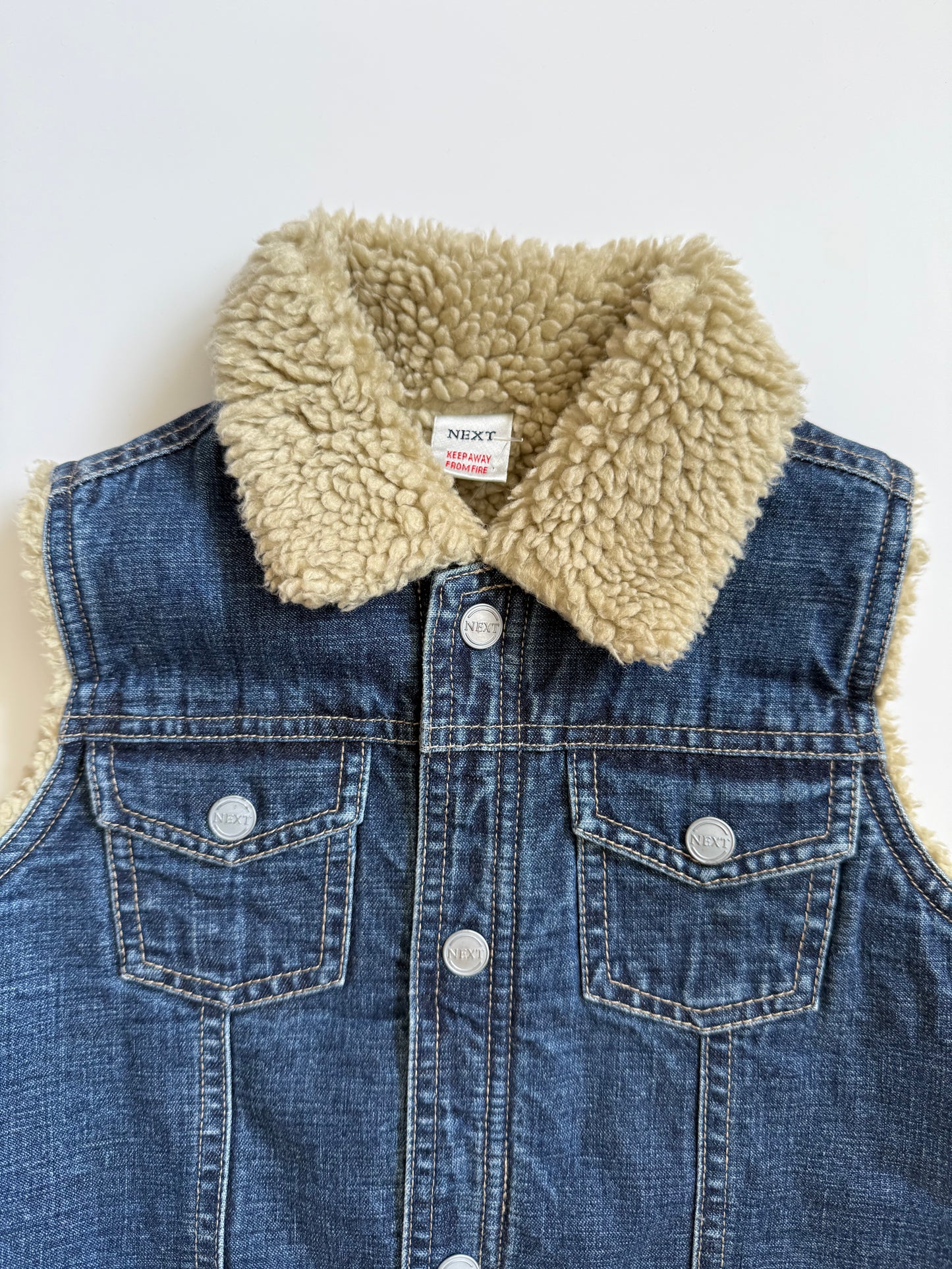 Vintage Next Sherpa Lined Sleevelss Denim Gilet (2-3Y)