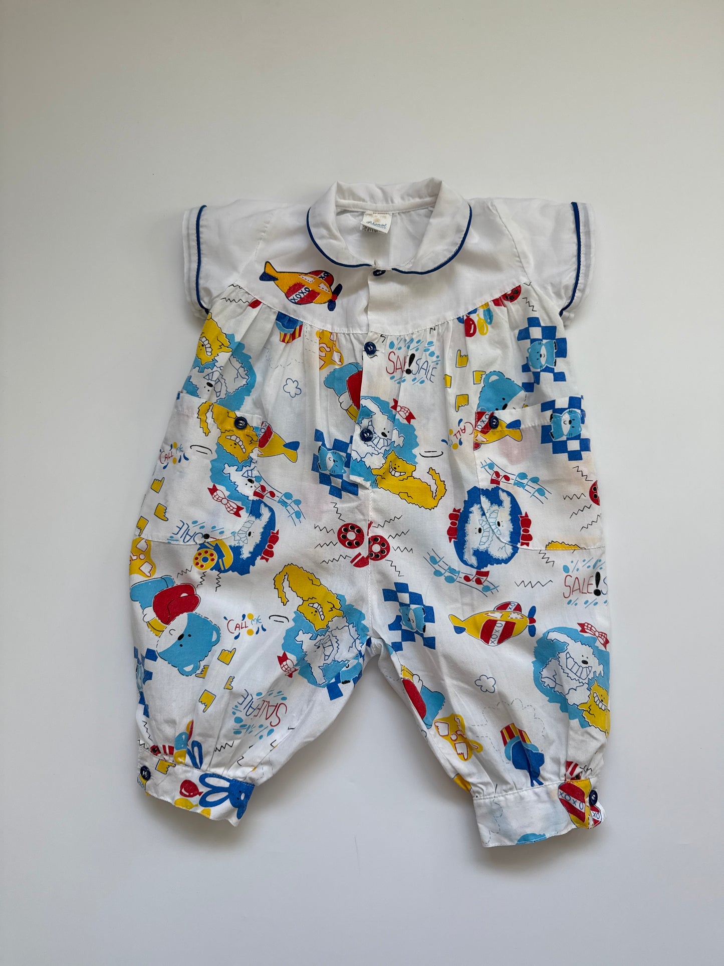 Vintage Graphic Print Bubble Romper (9-12M* see description)