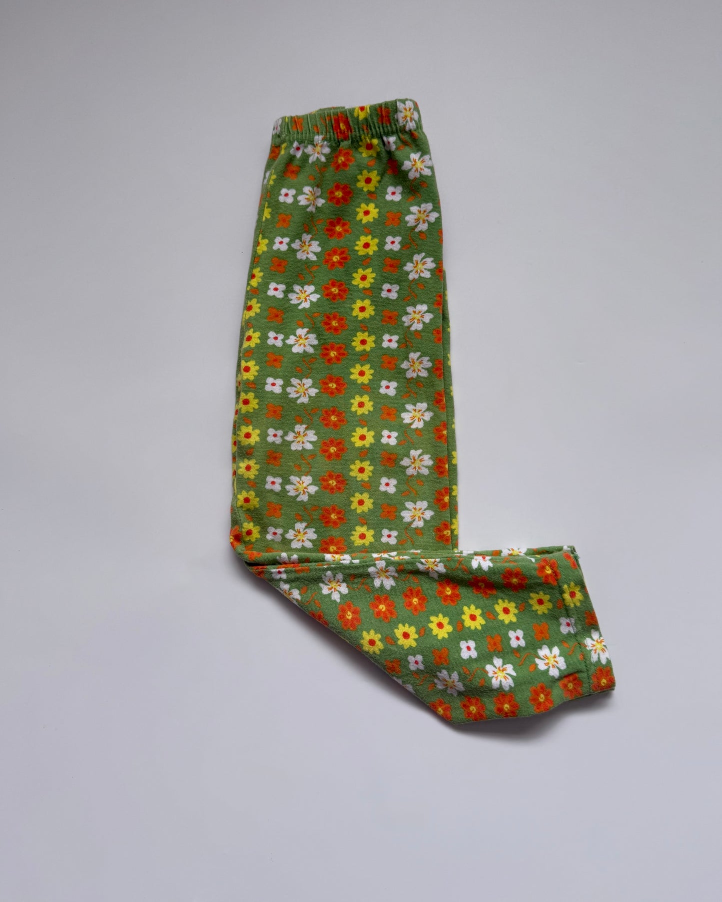 Vintage Adams Floral Leggings 3- 4 Years (Label 4Y) Green Retro