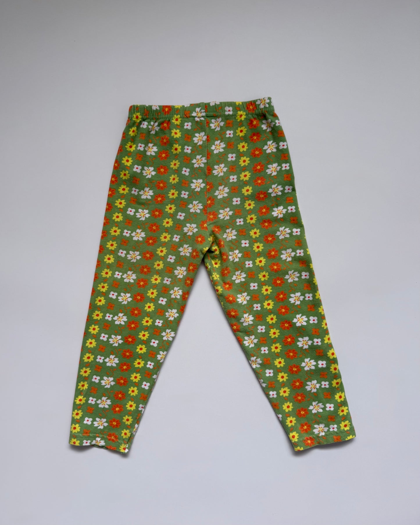 Vintage Adams Floral Leggings 3- 4 Years (Label 4Y) Green Retro