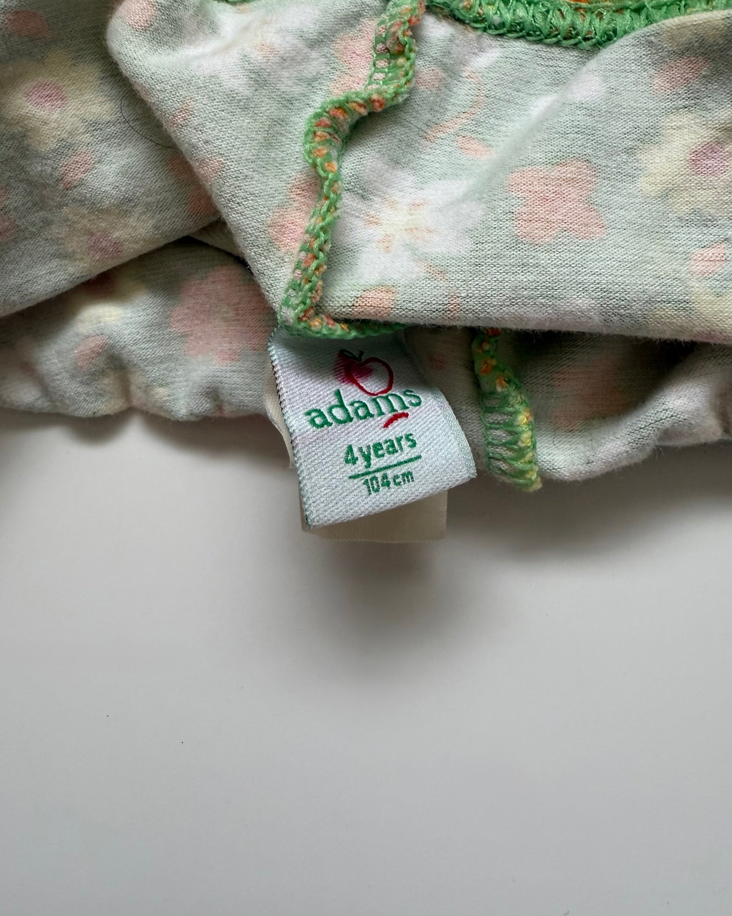 Vintage Adams Floral Leggings 3- 4 Years (Label 4Y) Green Retro