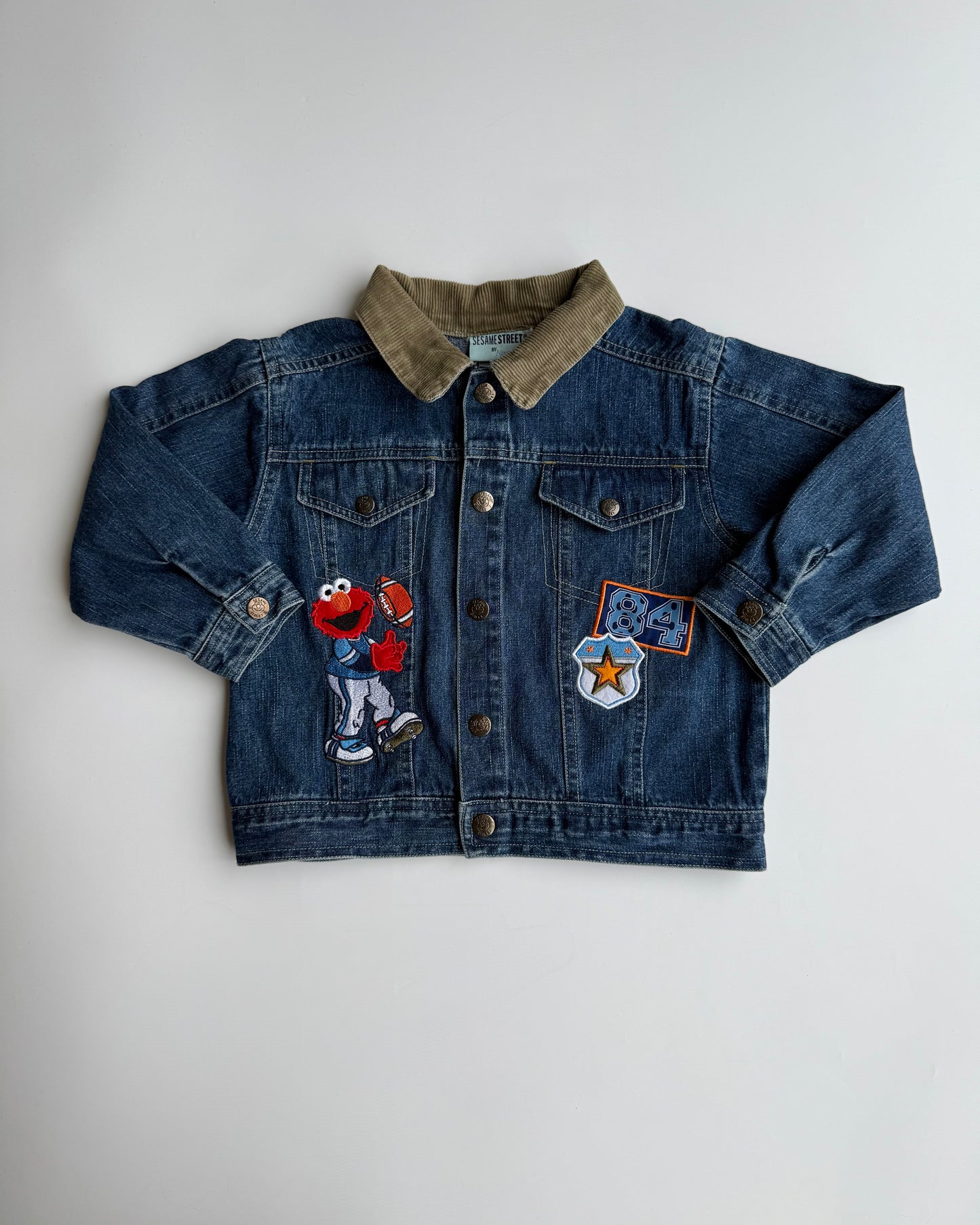 Vintage Style Sporty Elmo Denim Jacket 3–4 Years