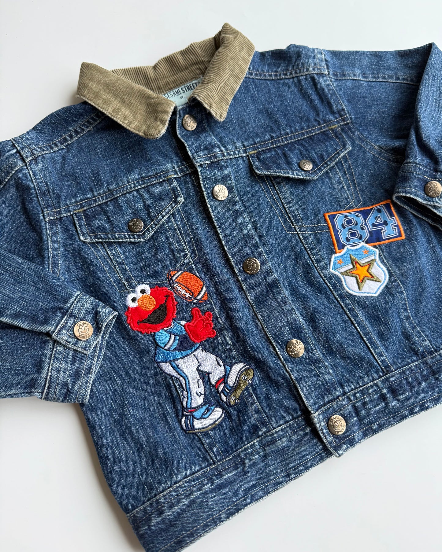 Vintage Style Sporty Elmo Denim Jacket 3–4 Years
