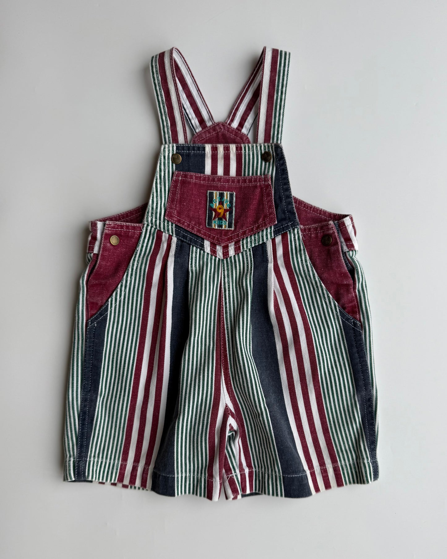 Vintage Stripe Shortalls 12–18 Months