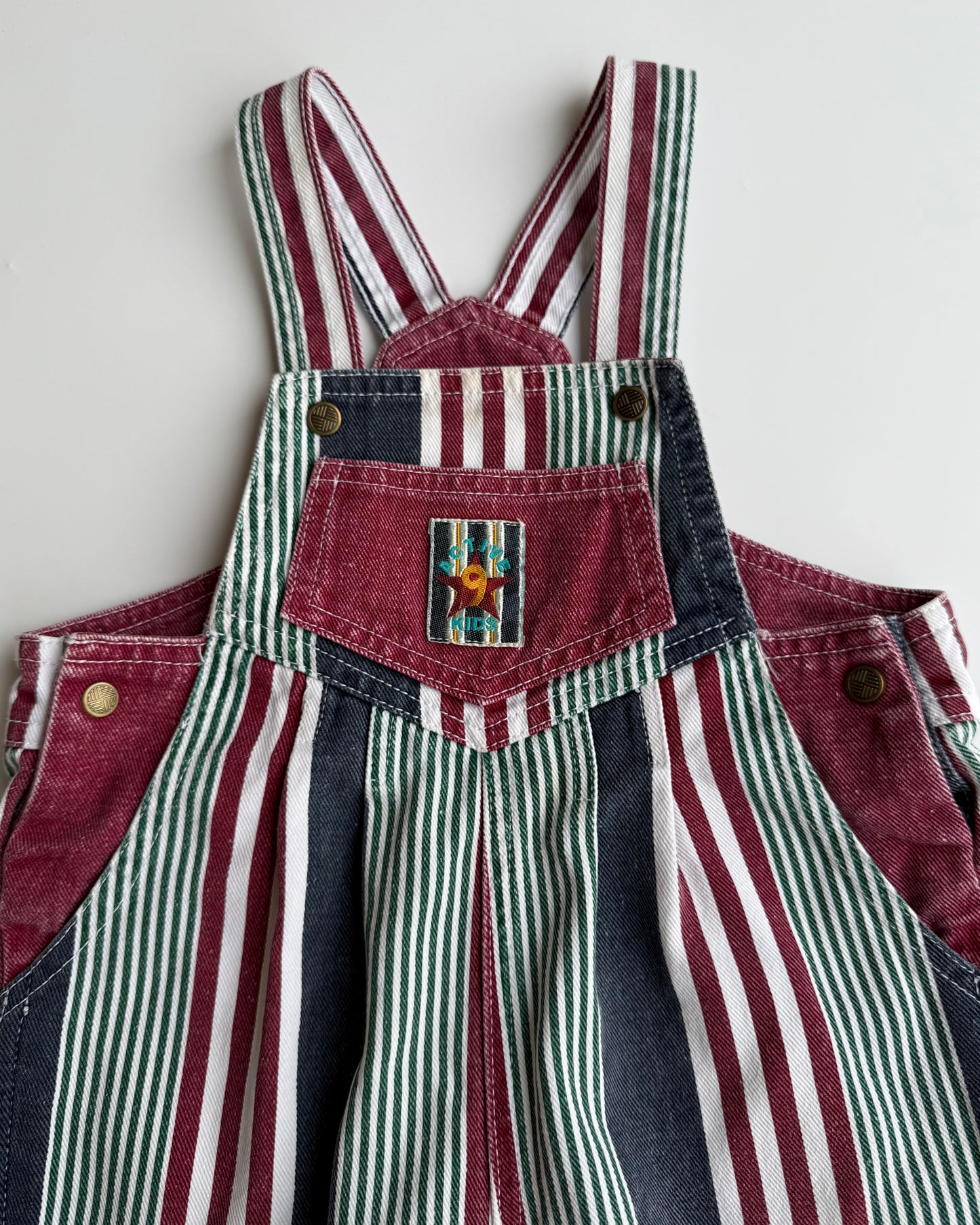 Vintage Stripe Shortalls 12–18 Months