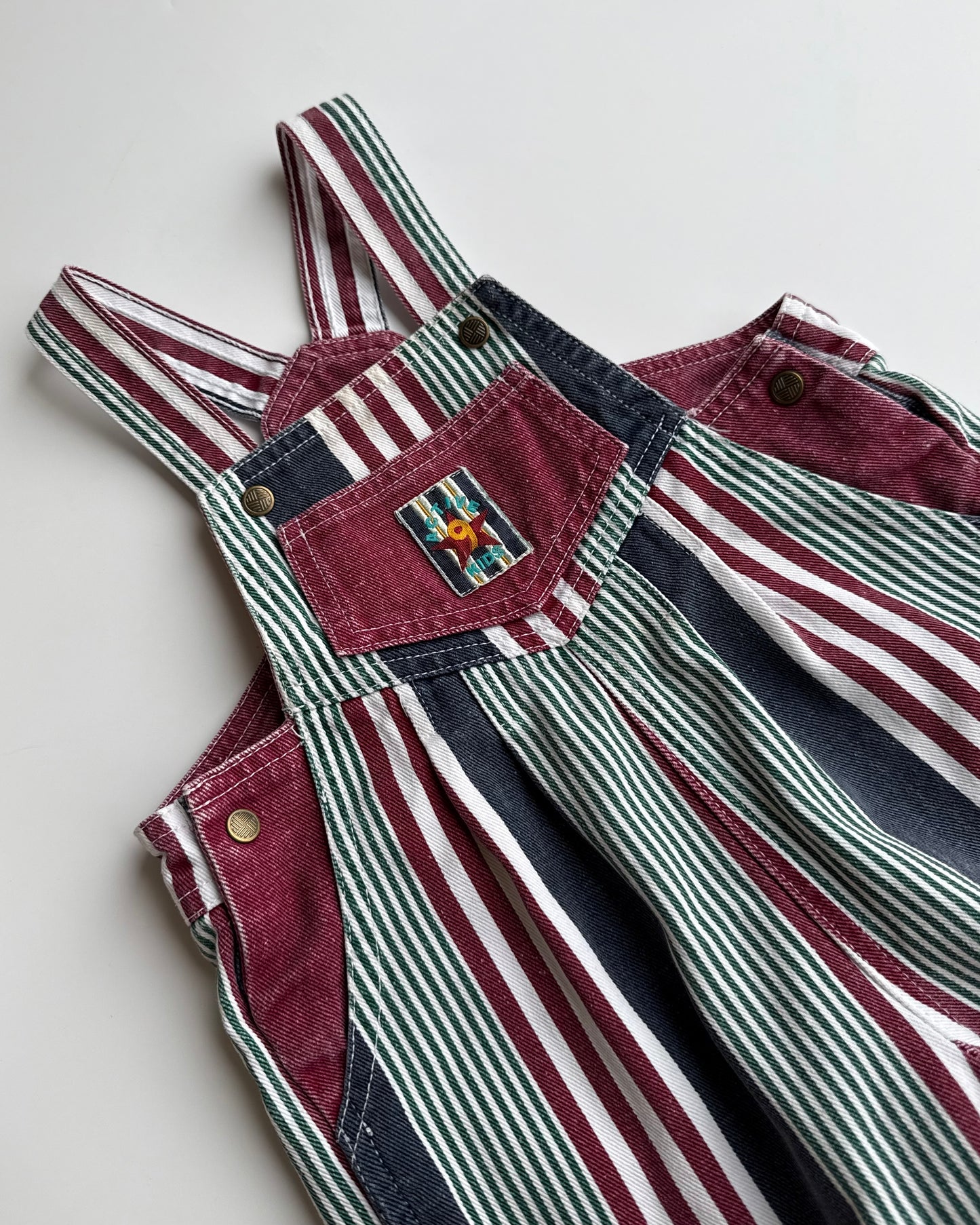 Vintage Stripe Shortalls 12–18 Months