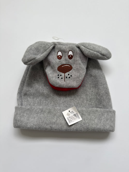Grey Puppy Dog Fleece Puppet Hat (2-3Y)