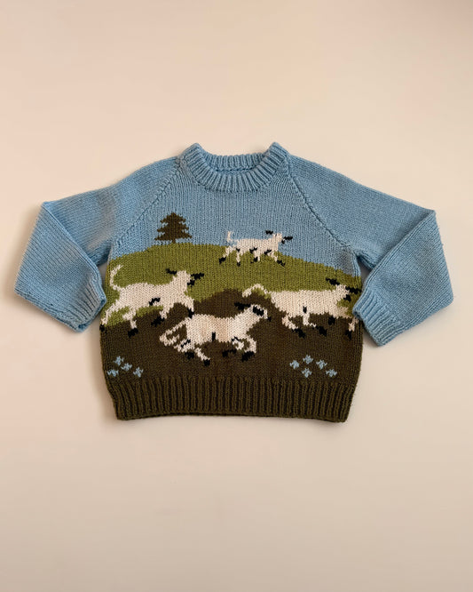 Hand Knitted Scenic Lamb Jumper 3–4 Years