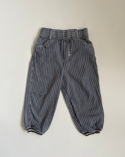 Vintage St Michael Blue & White Striped Trousers – 2–3 Years