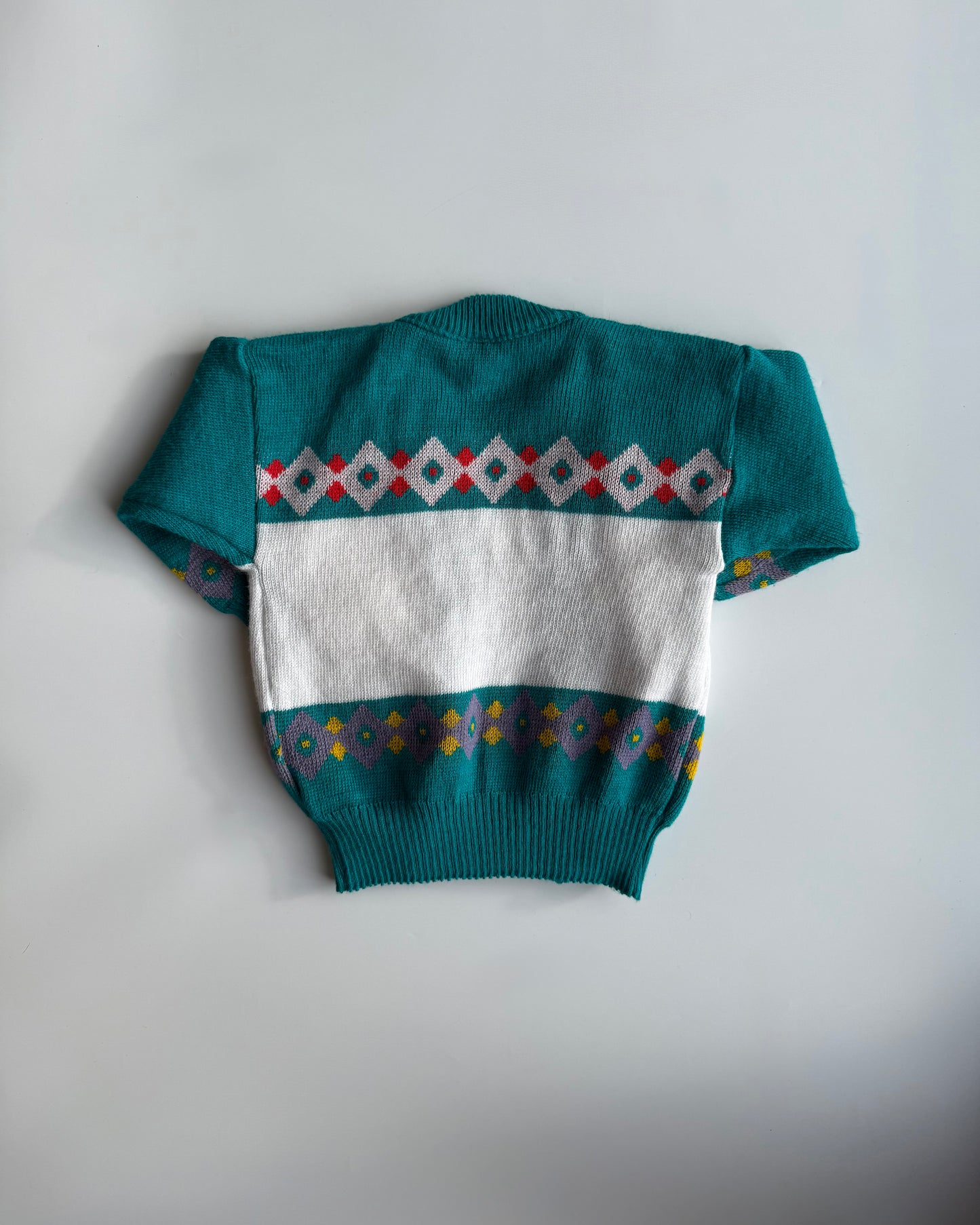 Vintage Teddy Bear Knit Cardigan 18-24 Months Teal Retro 90s European