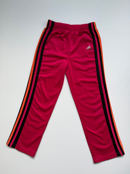 Vintage Adidas Pink/ Black/ Orange Satin Style Wide Leg Joggers (6Y)