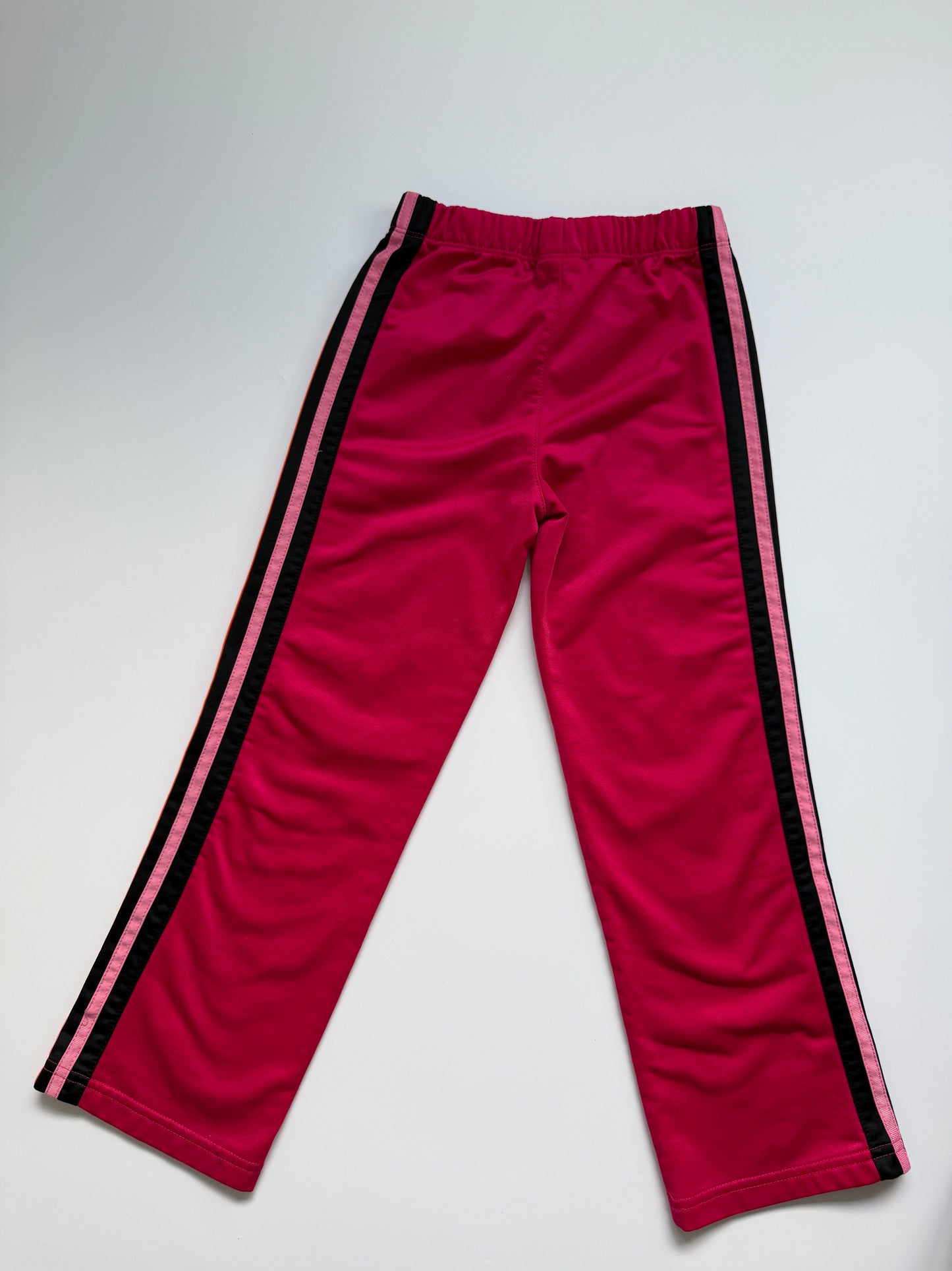 Vintage Adidas Pink/ Black/ Orange Satin Style Wide Leg Joggers (6Y)