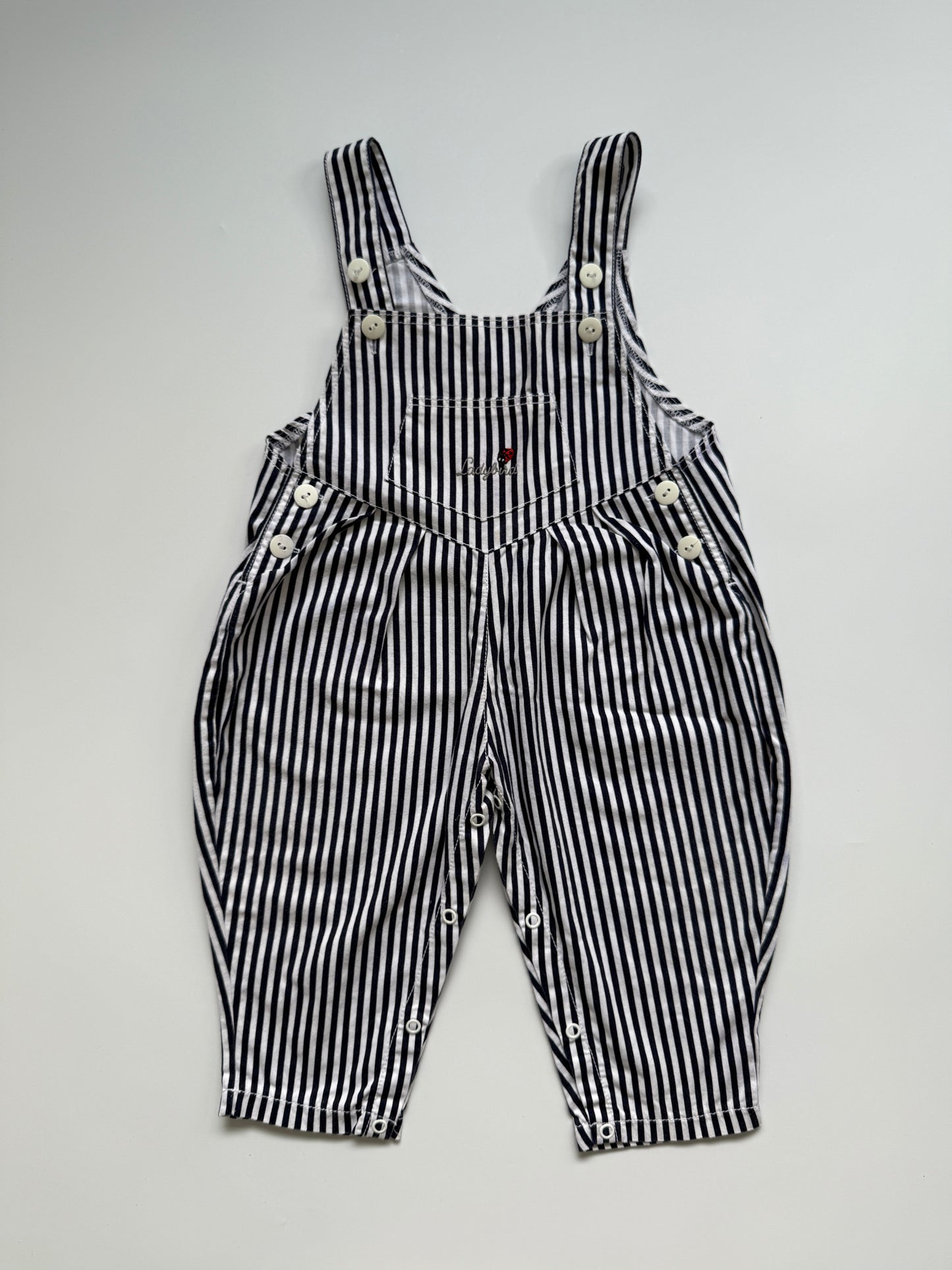 Vintage Ladybird Navy Stripe Dungarees (6-12M * see description)