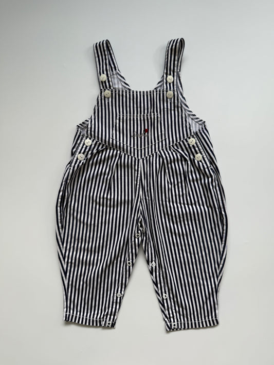 Vintage Ladybird Navy Stripe Dungarees (6-12M * see description)