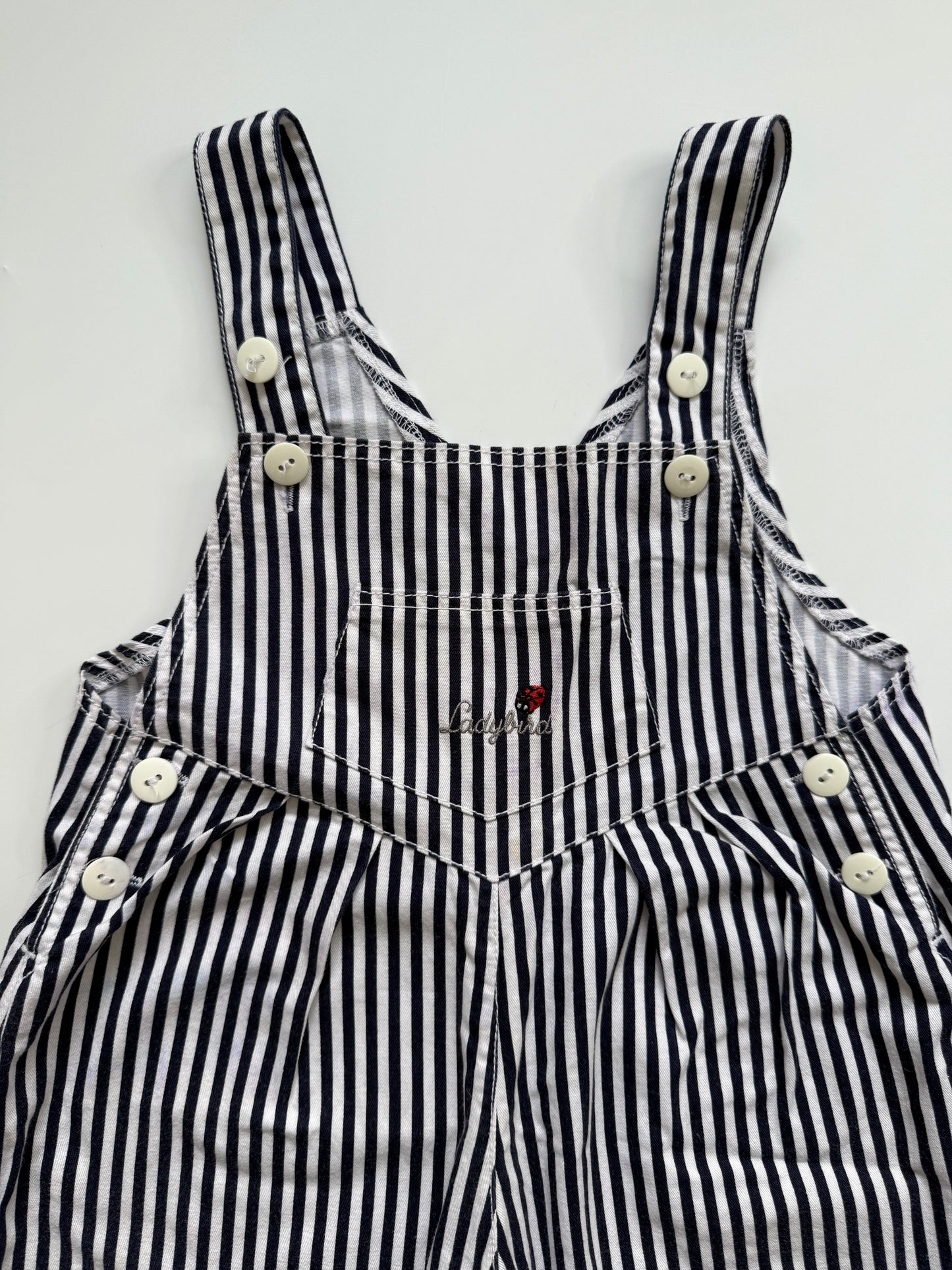Vintage Ladybird Navy Stripe Dungarees (6-12M * see description)