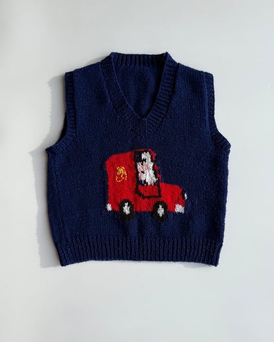 Postman Pat Hand Knitted Navy Tank Vest Kids (2-3Y)