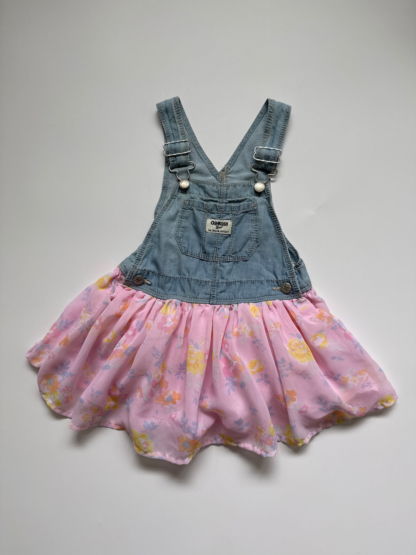 OshKosh B’gosh Denim & Chiffon Skirtall Dress (24M)