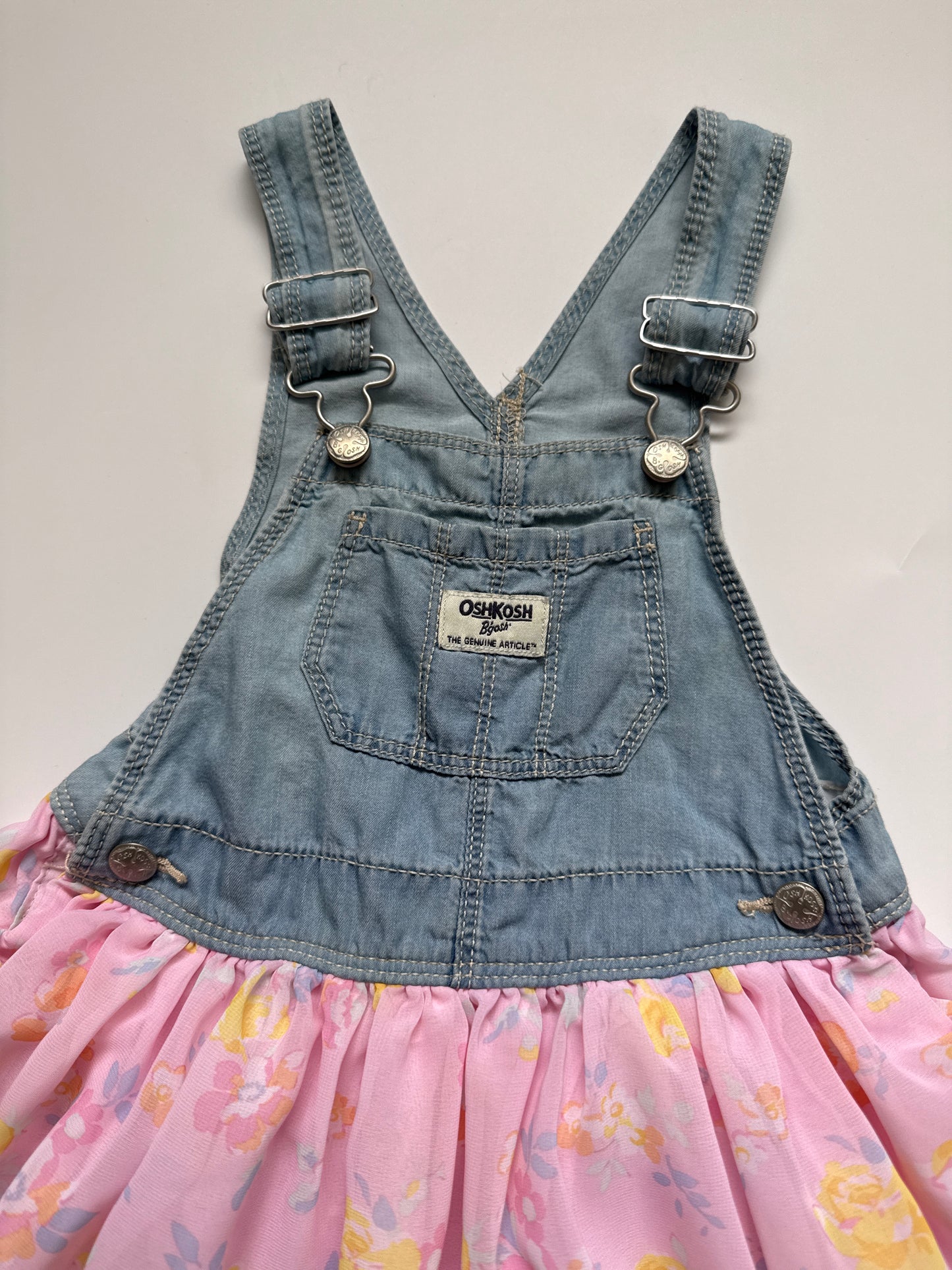 OshKosh B’gosh Denim & Chiffon Skirtall Dress (24M)