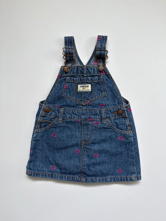 OshKosh Heart Embroidered Denim Pinafore Dress (18M)