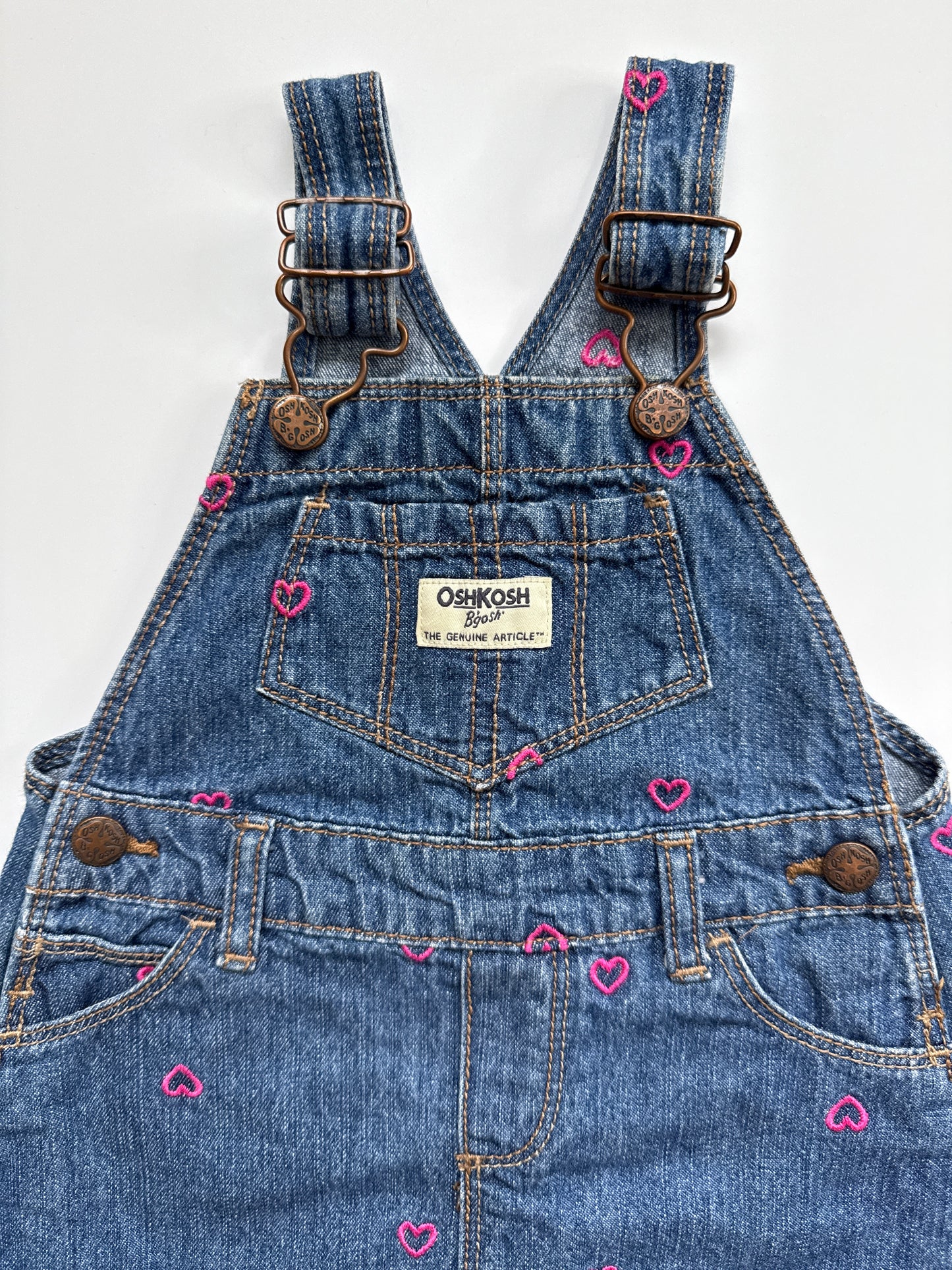 OshKosh Heart Embroidered Denim Pinafore Dress (18M)