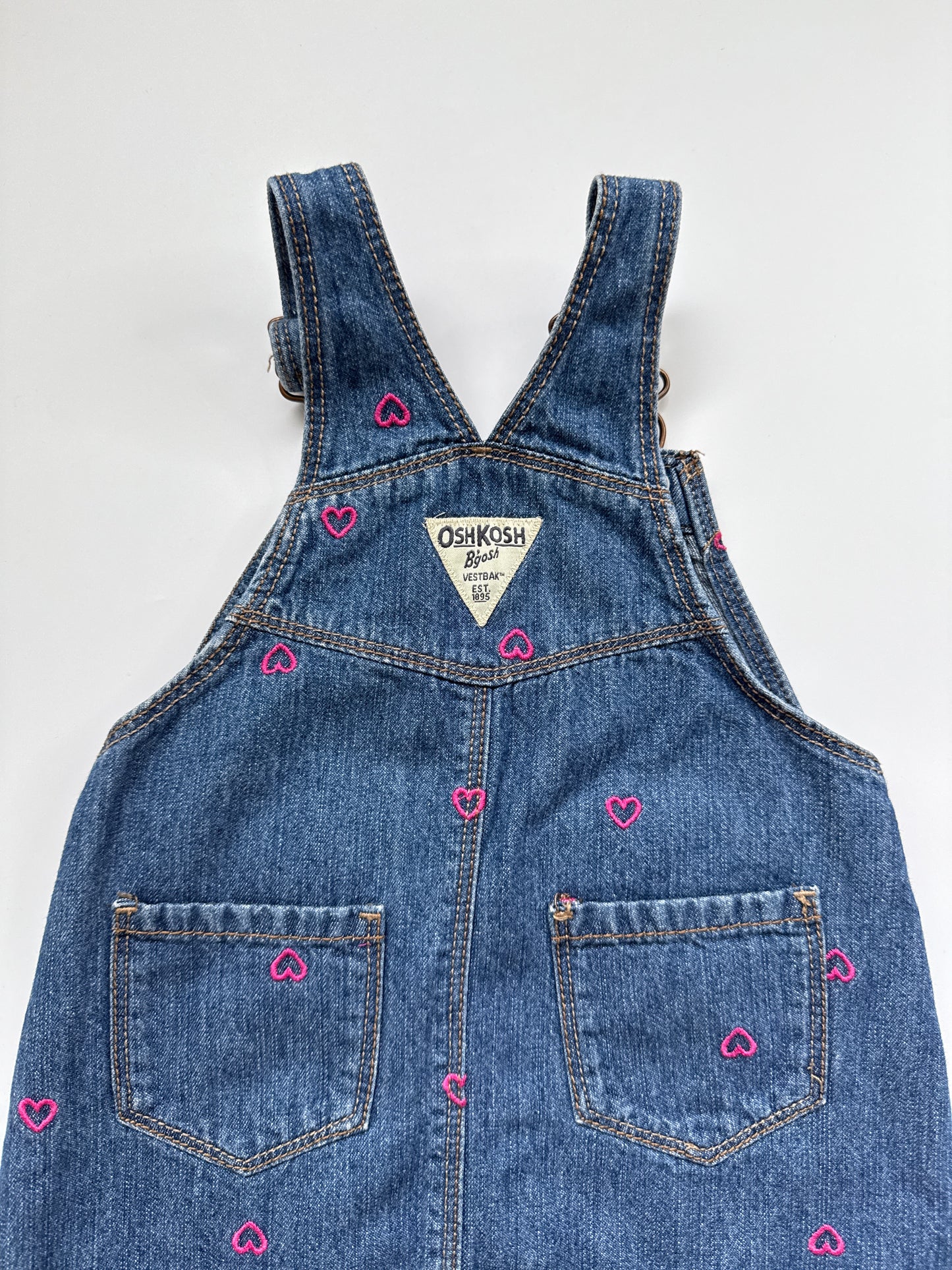 OshKosh Heart Embroidered Denim Pinafore Dress (18M)