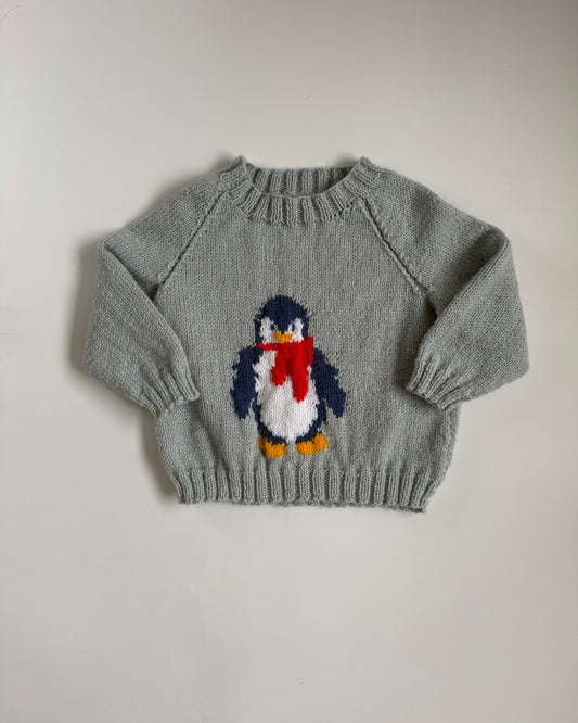 Hand Knitted Penguin Jumper (4-5Y)