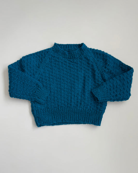 Hand Knit Teal Chunky Jumper 18-24 months