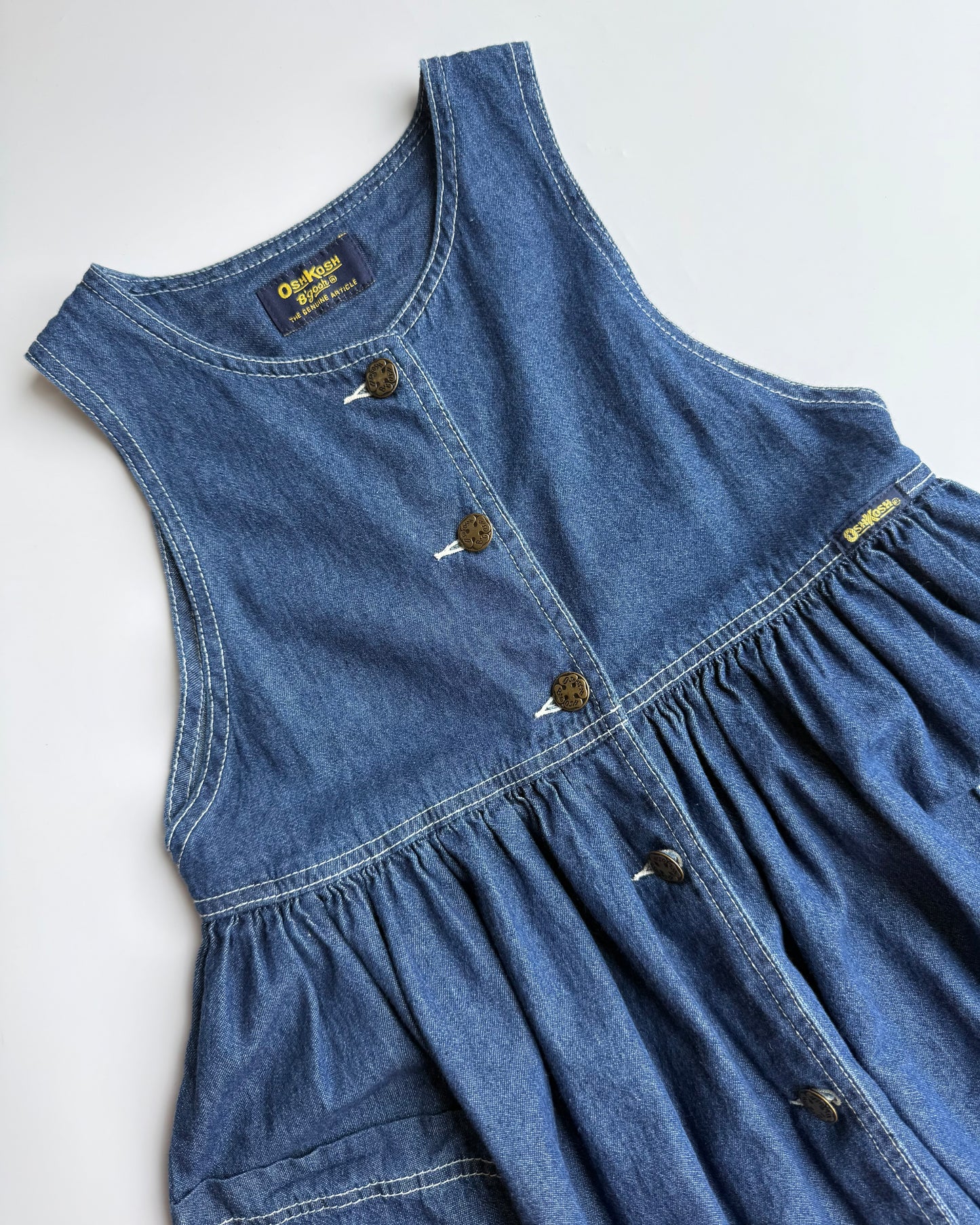 Vintage OshKosh B'gosh Denim Pinafore Dress Button Front (7-8Y)