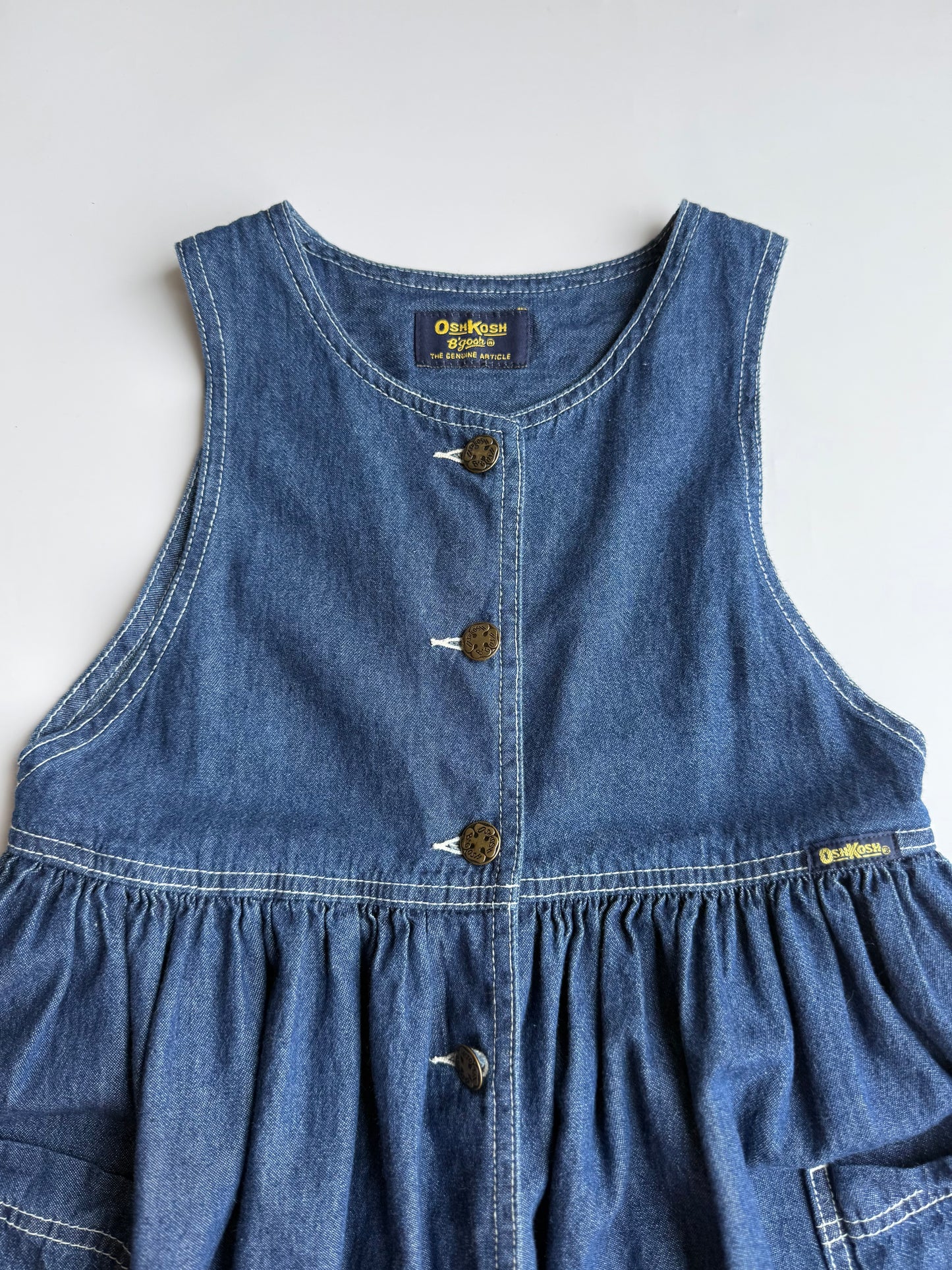 Vintage OshKosh B'gosh Denim Pinafore Dress Button Front (7-8Y)