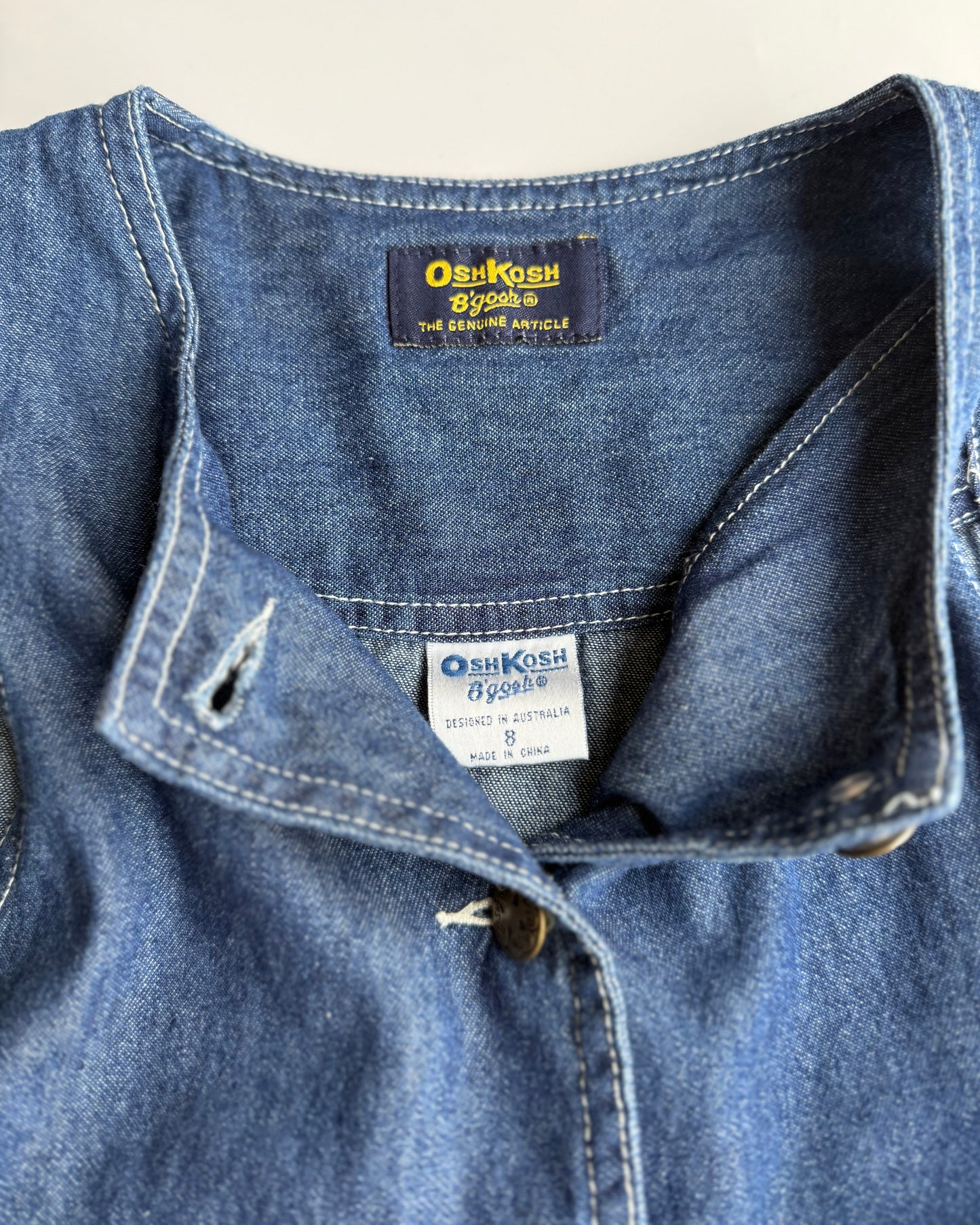 Vintage OshKosh B'gosh Denim Pinafore Dress Button Front (7-8Y)