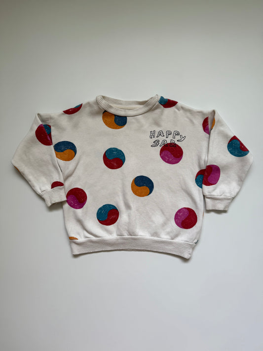 Bobo Choses Happy Sad Organic Cotton Sweatshirt 4-5Y Oversized Cream Print
