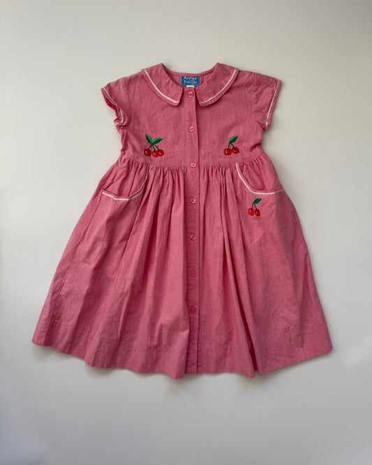 Vintage girls cherry embroidered dress Peter Pan collar Arthur et Félicie 2-3 years