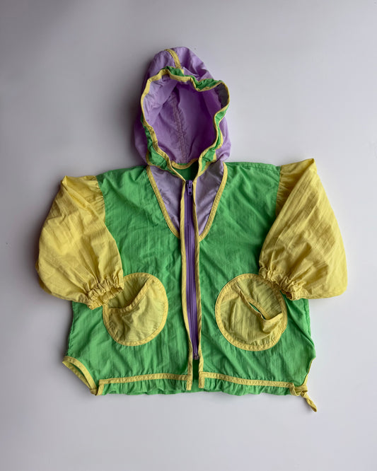 Vintage kids colour block windbreaker jacket hooded retro 18-24 Months