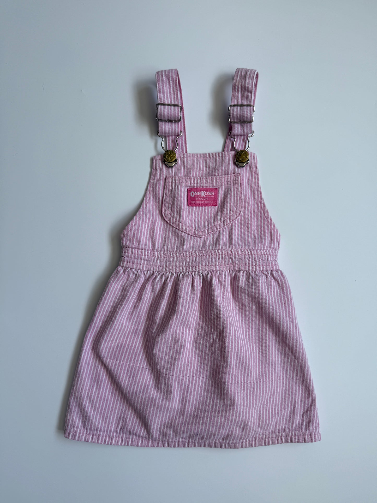 Vintage OshKosh Pink & White Hickory Stripe Dress (3T)