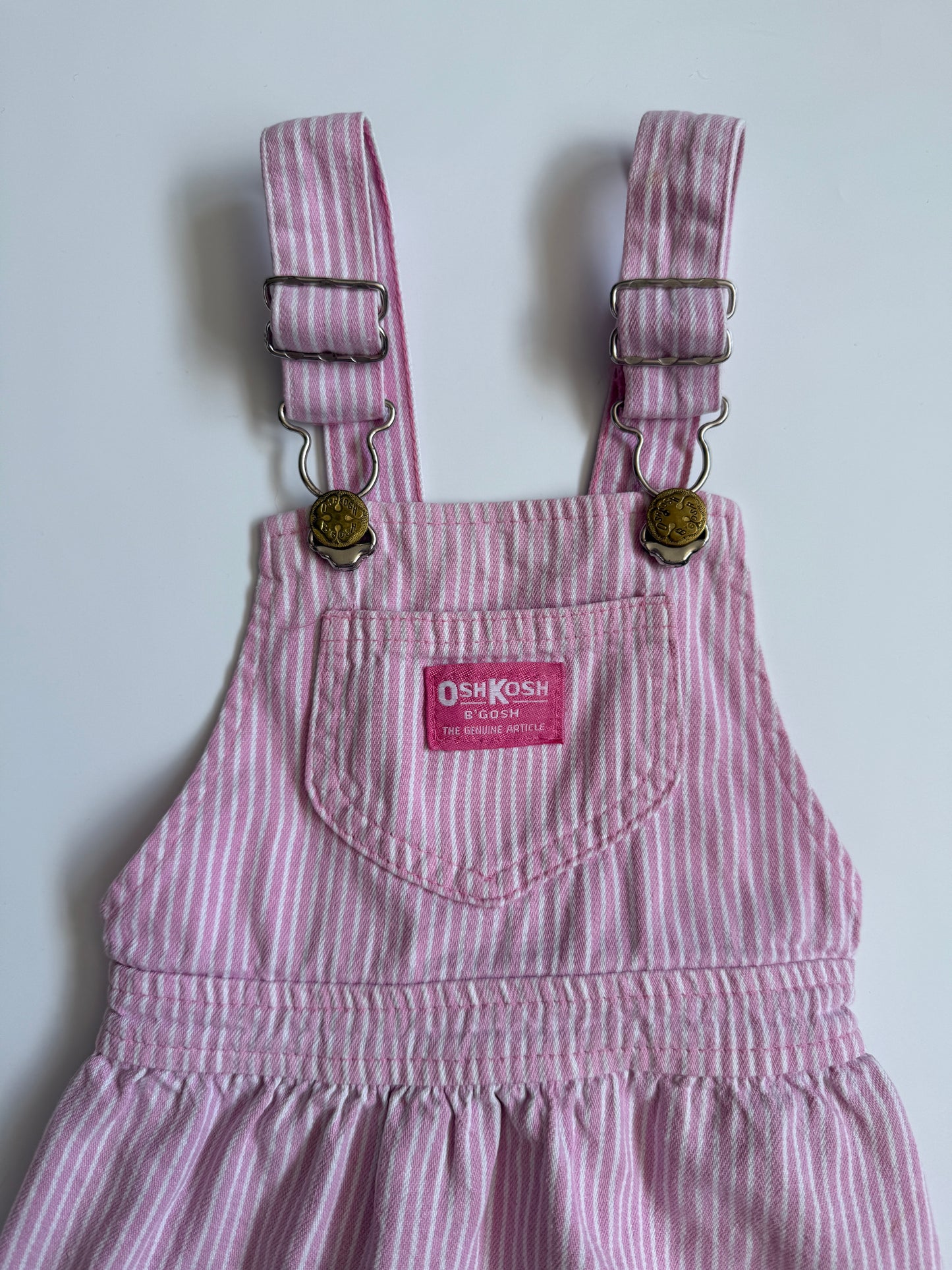 Vintage OshKosh Pink & White Hickory Stripe Dress (3T)